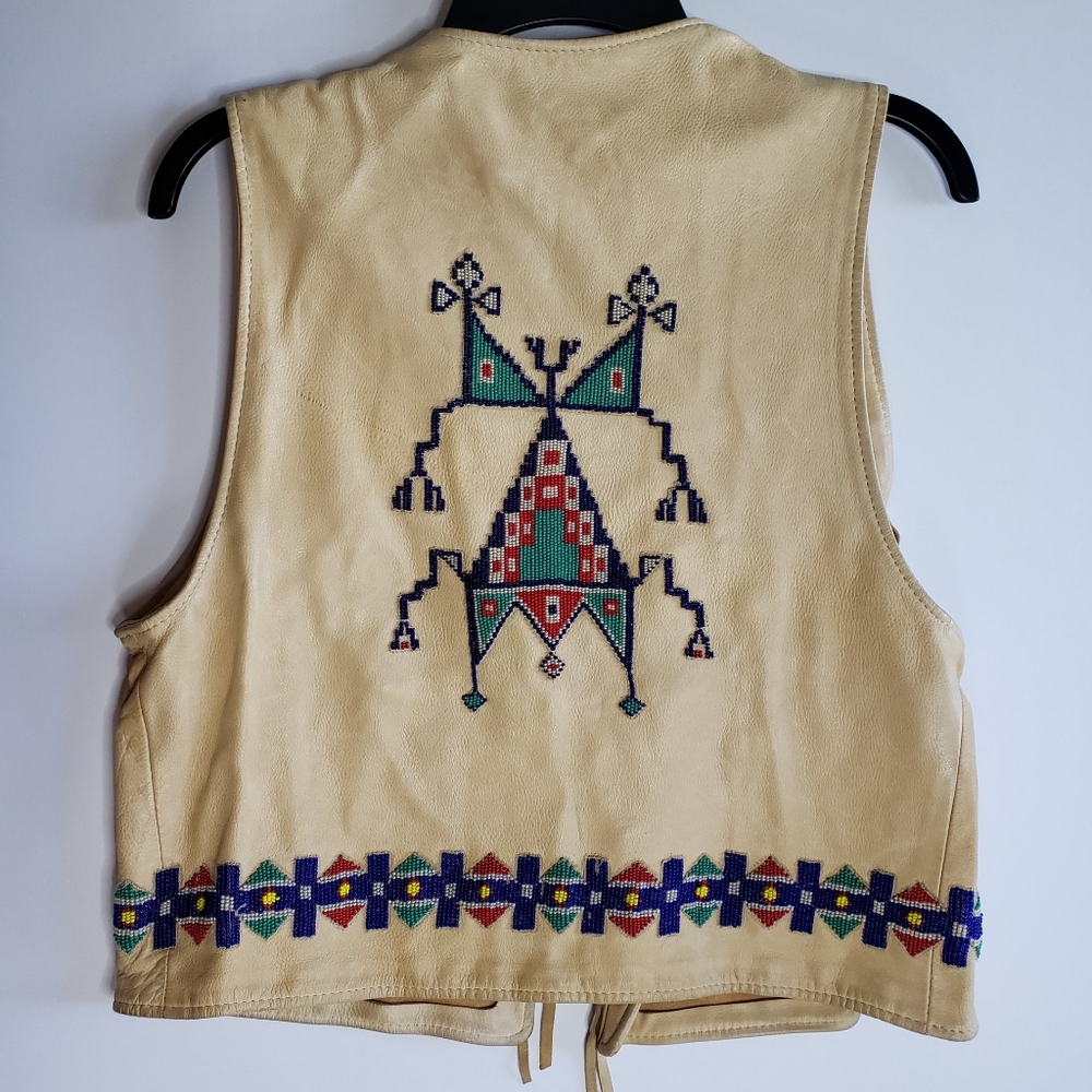 Ralph Lauren Country Polo Unisex Leather Vest Native American USA made 80s Vtg - Picture 16 of 16
